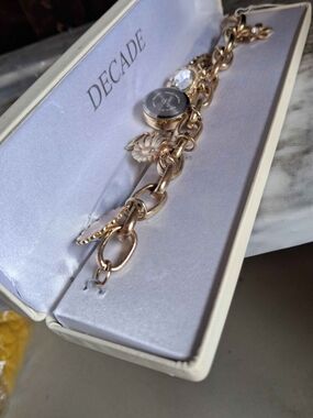 DECADE Rose Gold Charm Link Bracelet for Women